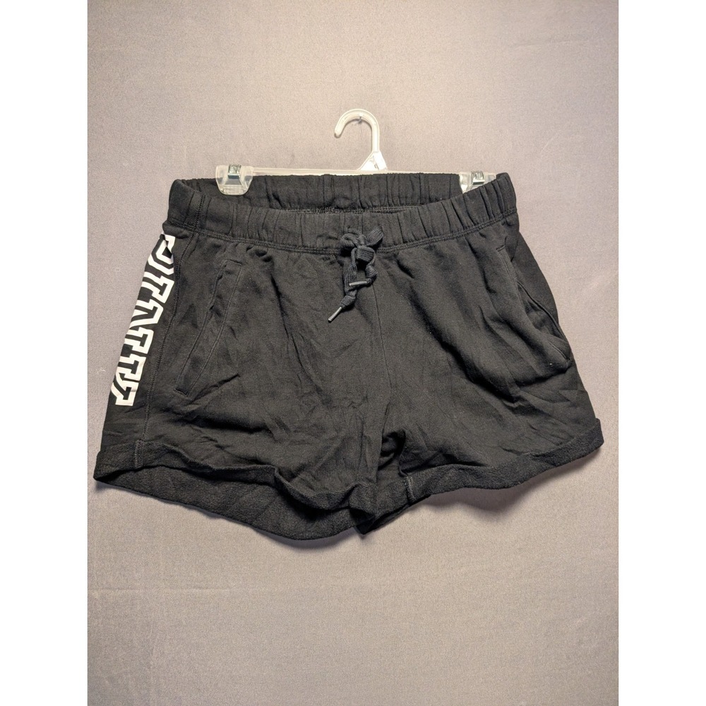 Pink Victoria Secret Sweatshorts Womens M Black Spellout Logo Drawstring Waist